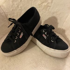 Womens black platform superga’s